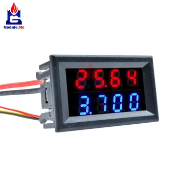

Digital Voltmeter Ammeter Red Blue 4bit Dual LED Display DC 200V 10A High Precision Voltage Meter Current Meter with 5 Wires