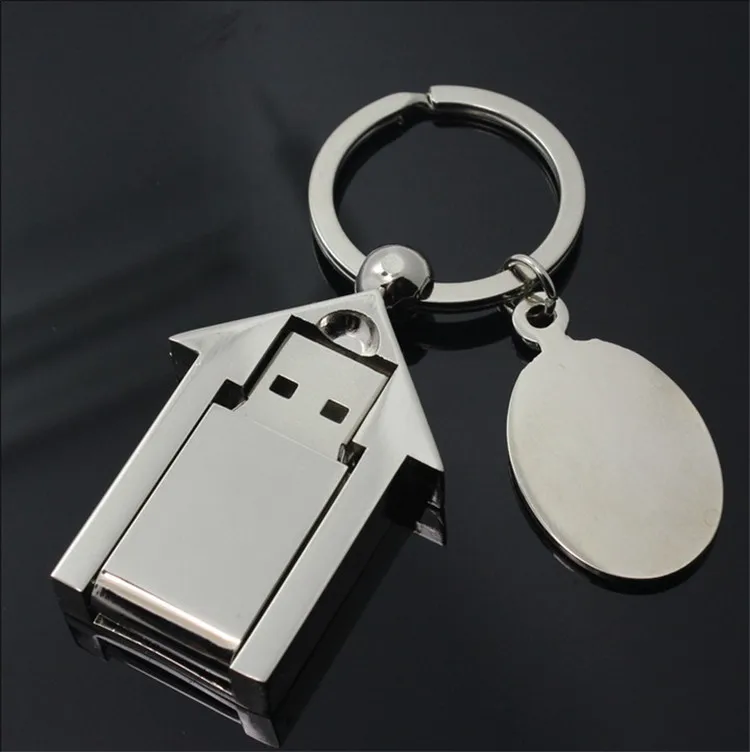 Custom Logo Usb 2 0 Cute Metal House Shape Usb Flash Drive 8gb