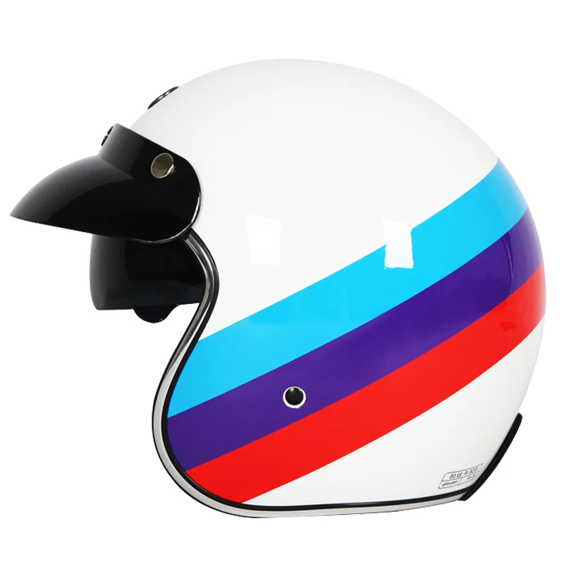 TORC casco capacete винтажные шлемы T57 moto Кафе racer moto rcycle скутер 3/4 ретро открытый шлем M L XL с солнцезащитным козырьком - Цвет: White Palermo