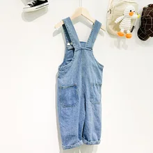 WLG Девочки Мальчики Весна Осень Комбинезоны детские джинсовые синие повседневные Комбинезоны Детская Повседневная универсальная одежда для детей