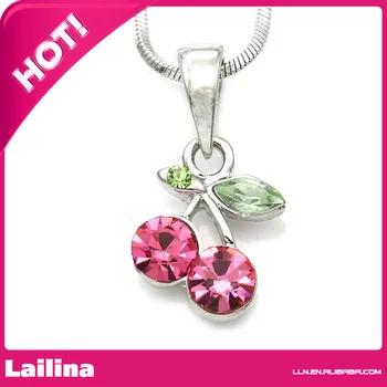 

Pink Cherry Necklace Fruit Pendant Charm Gift for Women