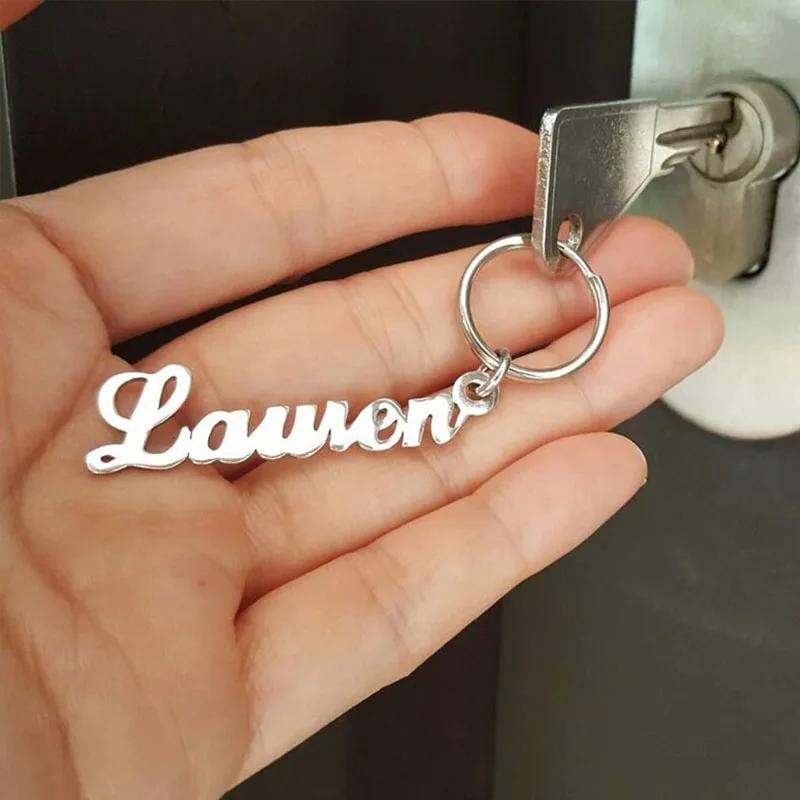 

Custom Name Keychains Old English Font Name Key Chain For Women Men Jewelry Bag Charm Customized Anti-lost Keyring Key Chain