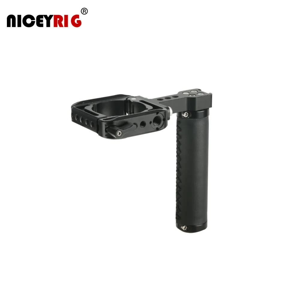 

Niceyrig Top Leather Handle with Cold Shoe 1/4" 3/8" Screws Thread Mounting Clamp for DJI Ronin S Gimbal Stabilization