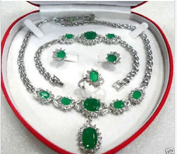 

shitou 00561 green stone necklace bracelet ring earring set