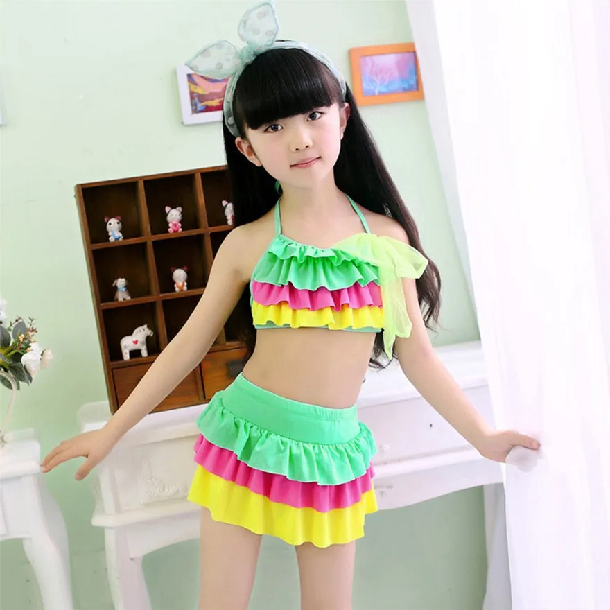 

CHAMSGEND SUMMER Baby Girl Bikini Set Girls Tiered Ruffles Bowknot Swimwear Swimsuit Set Outfits Green,Pink Tiered Jan 3