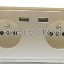 Французский Тип четыре круга отверстия 250 V 16A 2 USB DC 5 V 2000mA Белый Блок розеток французский стиль