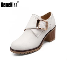 Mode Frauen Pumps Römischen Stil Chunky Med High Heels Schnalle Up Wedding Casual Frühling Herbst Schuhe Runde Kappe Plattform Pumps34-43