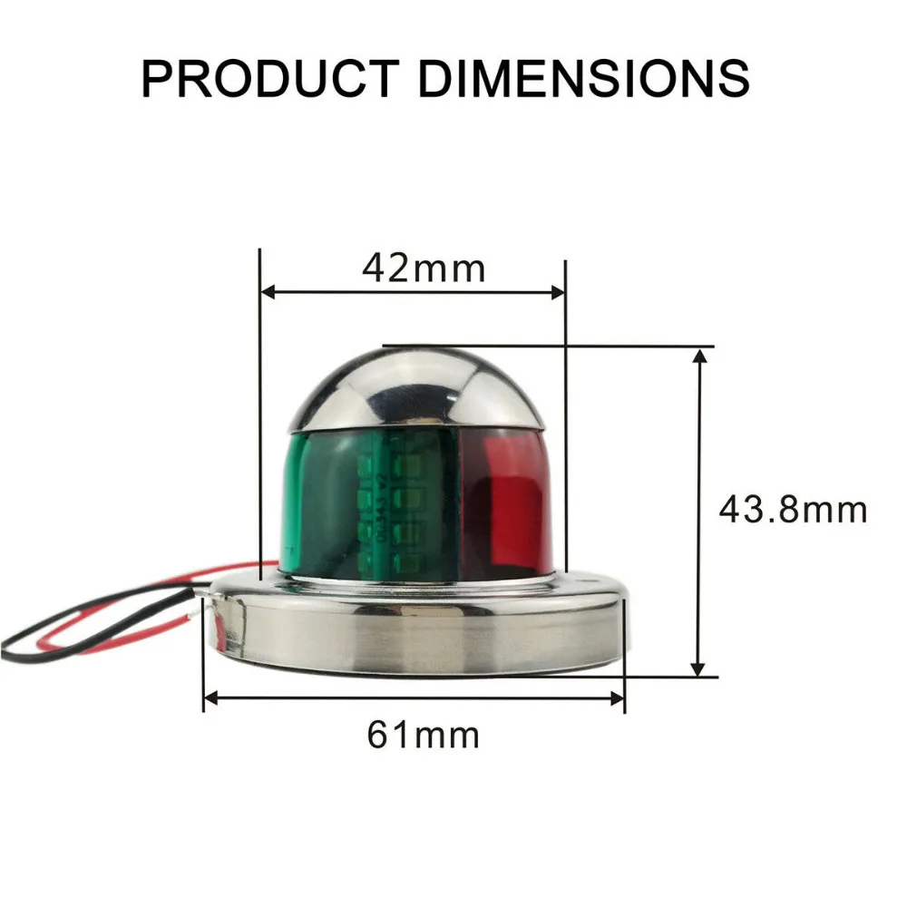 12 В водонепроницаемый навигационный Точечный светильник с бантом, светильник для морской лодки, яхты из нержавеющей стали, новейший светодиодный светильник, красный и Grenn светильник