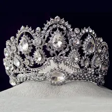 Europea Vintage de plata de la joyería nupcial quinceañera cristalinos del Rhinestone coronas del desfile del pelo de la boda accesorios por las novias