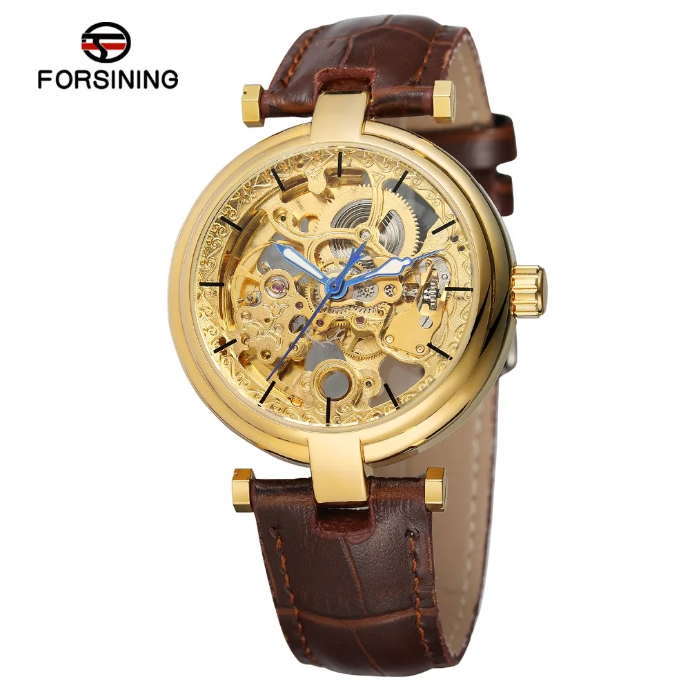 

Fashion Skeleton Luminous Hands Design Men's Leather Strap Mechanical Sports Waterproof Wristwatches For Business