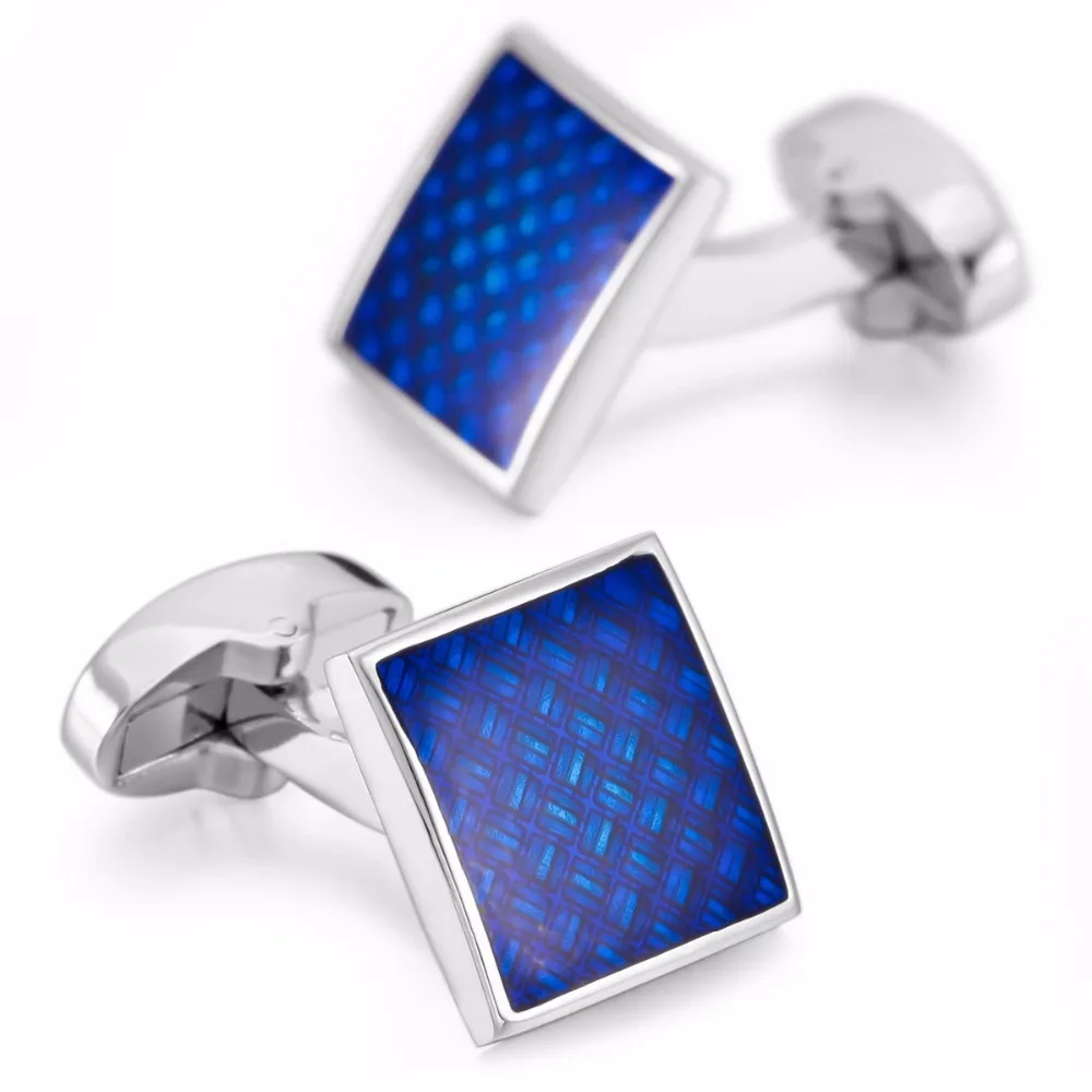 

Men 2 PCS Rhodium-Plated Carbon-Fiber Cufflinks Silver-Tone Black Square Shirt Wedding Business 1 Pair Set
