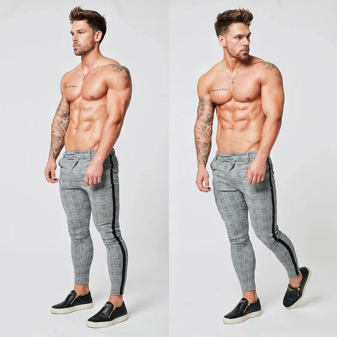 Casual Feet trousers Brand Men Pants Tight Joggers Pants Male Trousers Mens Joggers lattice Pants Sweatpants Large Size XXL