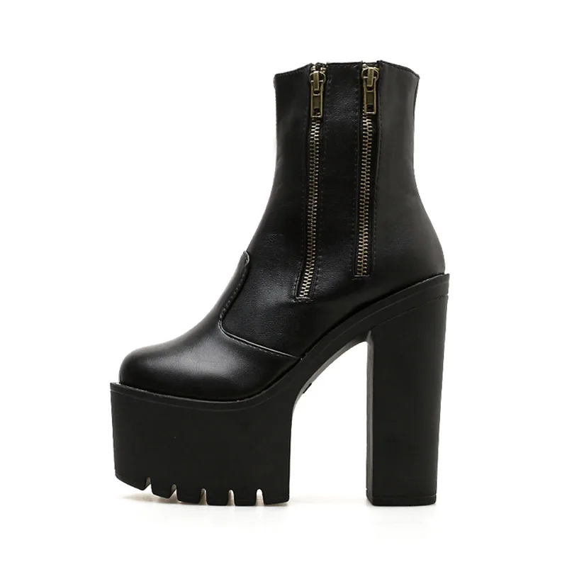 

2019 new fashion ankle boots for women high platform women shoes leather martin boots high heels tie cross boots women