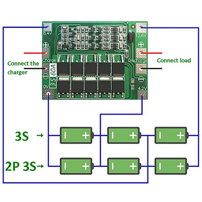 3S 60A Bms плата 11,1 V 12,6 V 18650 литий-ионный аккумулятор Защитная плата улучшенная версия