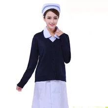 Медсестра свитер; кардиган; пальто Больничная Форма теплый свитер Slim Fit Пальто Дизайн v-образного выреза удлиняет халат медсестры