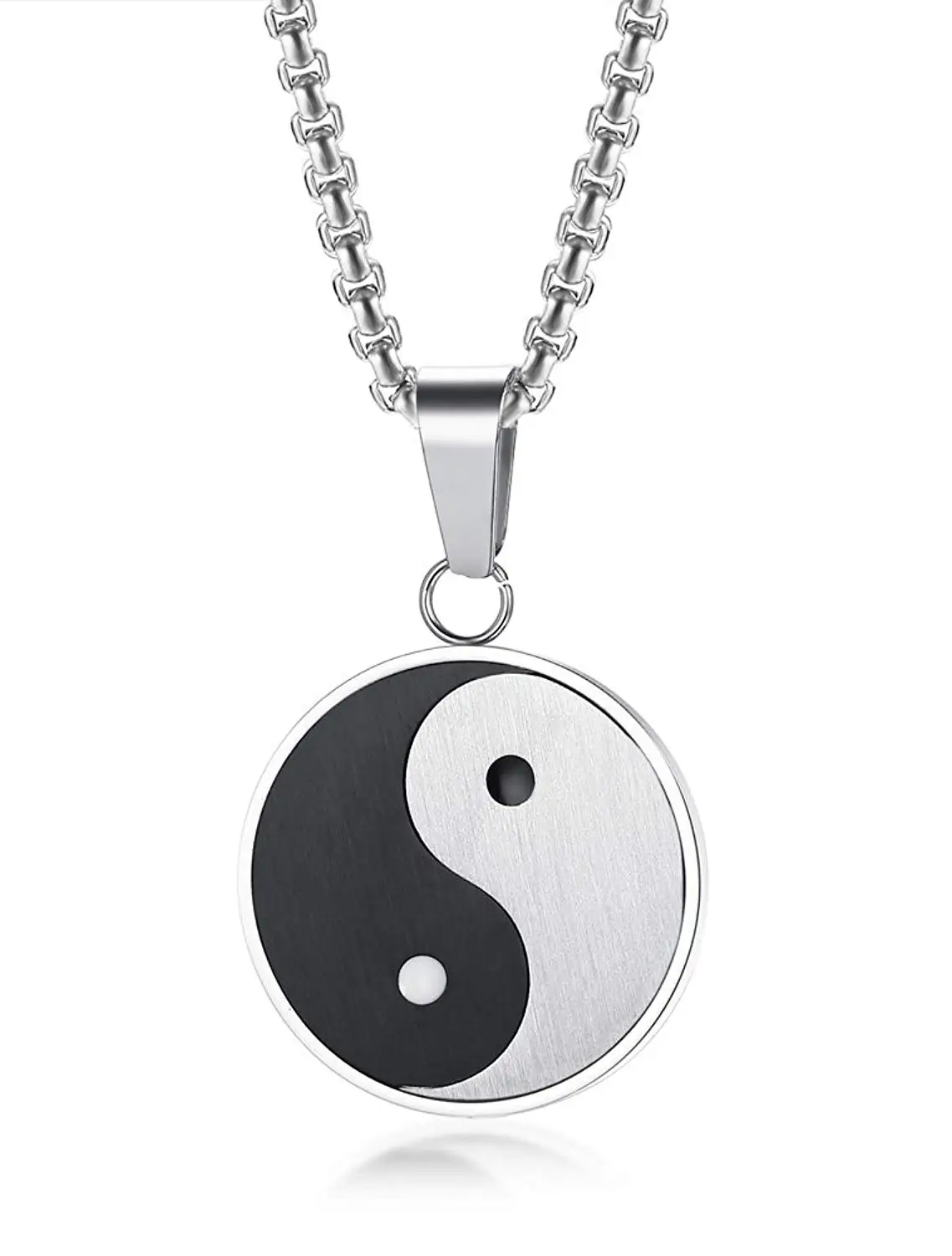 Stainless Steel Matte Finished Yin Yang Pendant Necklace with Free ...