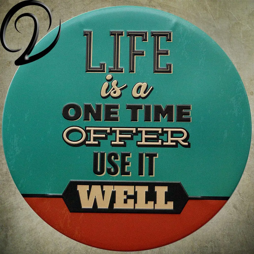 Life is a One Time Offer Use It Well Vintage Wall Art Life Mottos Metal