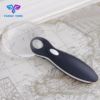

FGHGF 10X 20X Handheld Magnifier Reading Hand Magnifying Glass Lens Jewelry Loupe With 2 LED Light Loupe