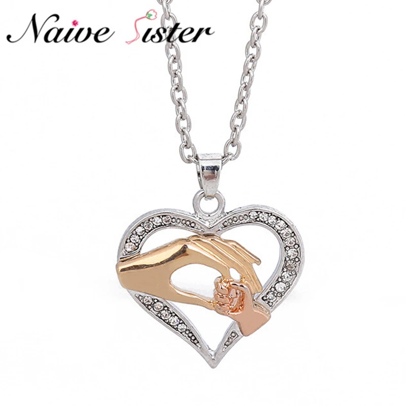 Zinc Alloy Necklaces &quotMother and Child Hand In Hand&quot Pendant Necklace Gift for Mom Daughter Sister Grandmother Friends Jewelry |
