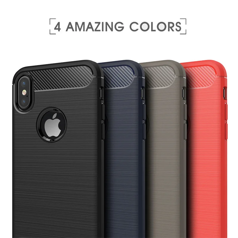 cheap EKDME Case Cover Soft TPU Luxury Carbon Fiber For iPhone XS Max XR 7 6 6S Plus Silicone Phone Cases For iPhone X 5 5S SE Coque
