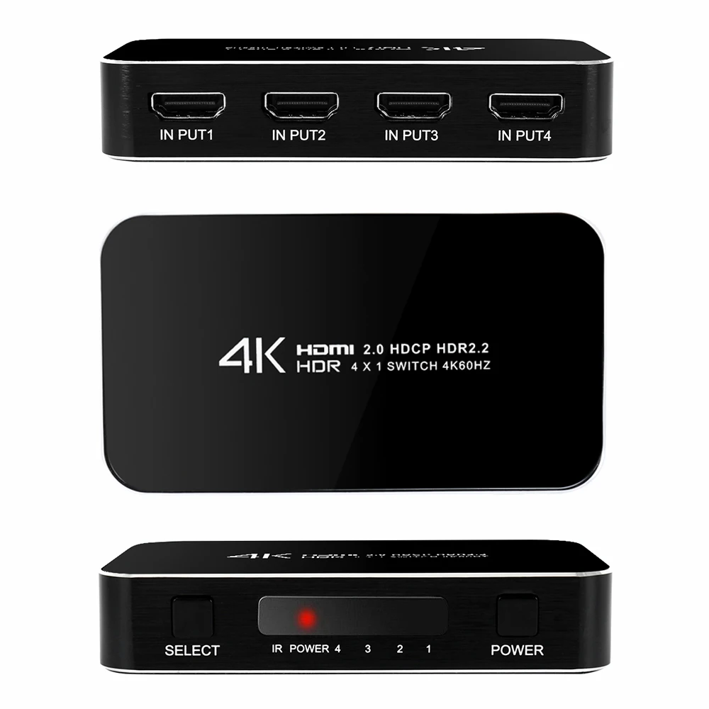 Мини 4 порта 4x1 HDMI переключатель Ultra HD 4 k@ 60Hz HDMI 2,0 HDCP 2,2 4 в 1 выход коммутатор коробка с ИК-управлением для PS4 Apple tv HD tv