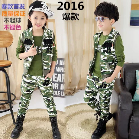 Весенняя одежда для детей-новинка камуфляжный костюм для мальчика весенний хлопковый детский костюм из 3 предметов зеленого цвета