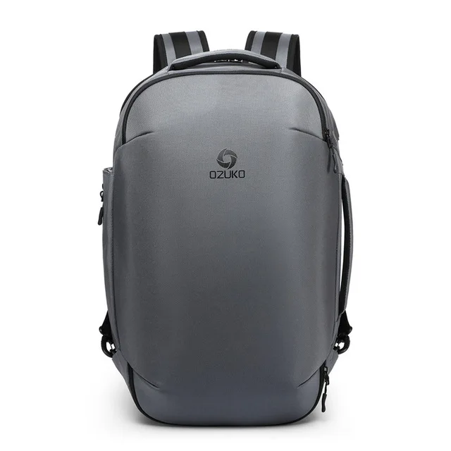 OZUKO, брендовый мужской рюкзак, 15,6 дюймов, рюкзаки для ноутбука,, модный школьный рюкзак для подростка, водонепроницаемая задняя Сумка, Mochila - Цвет: Серый