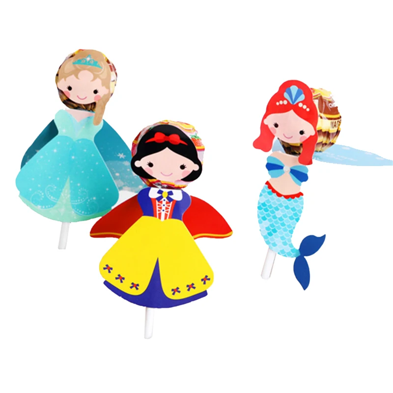 

18pcs Princess Snow White Mermaid Party Supplies Baby Kids Birthday Cartoon Candy box Lollipop Decoration Card Gift Accessories