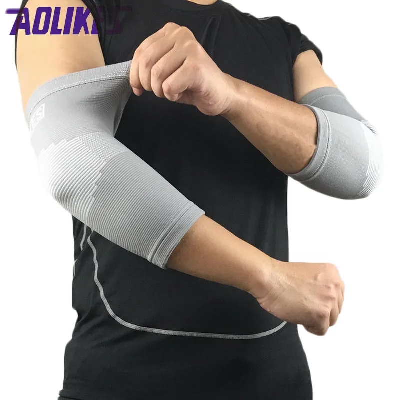 AOLIKES 1 زوج النايلون الرياضة الكوع هدفين دعم الذراع الأكمام ل كرة السلة التنس الكرة الطائرة اللياقة البدنية رياضة حامي الكوع سادة codera