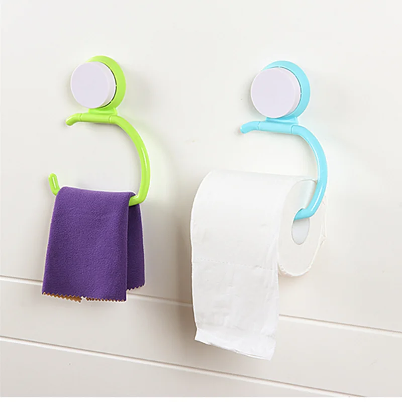 

Household Creative Strength Seamless Wall Suction Hanger Towel Tissue Toilet Paper Holder Rack Bathroom Kitchen B