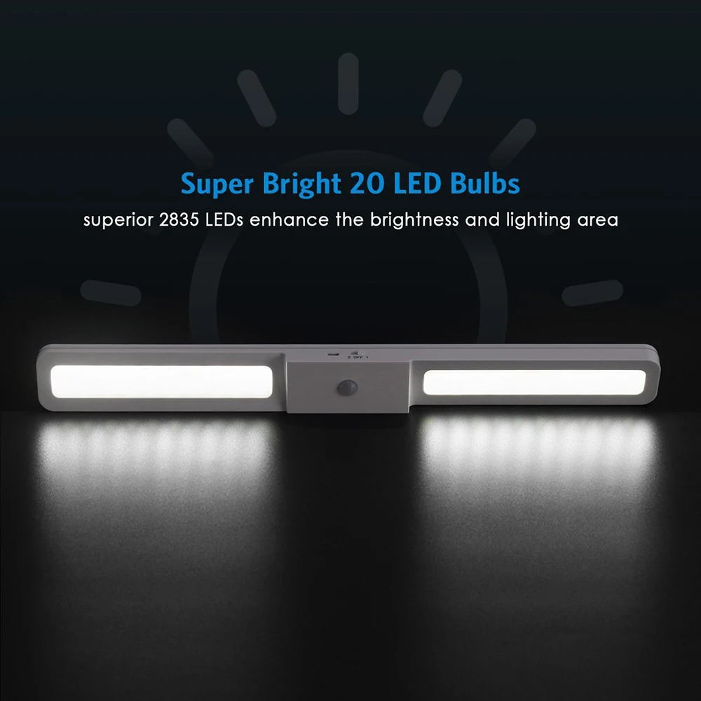 Светодиодный светильник для шкафа DC5V 40 см PIR датчик движения настенный светильник широкий угол 120 ° кухонный Ночной светильник 20 светодиодный USB шкаф для ванной комнаты светильник