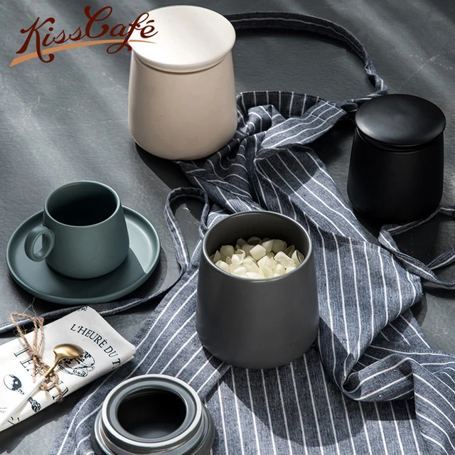 Nordic Minimalism Creative Coffee Beans Storage Sealing Jar Matte Nordic Minimalism Creative Coffee Beans Storage Sealing Jar Matte Surface Ceramic Snack Pot Fresh Tea Can