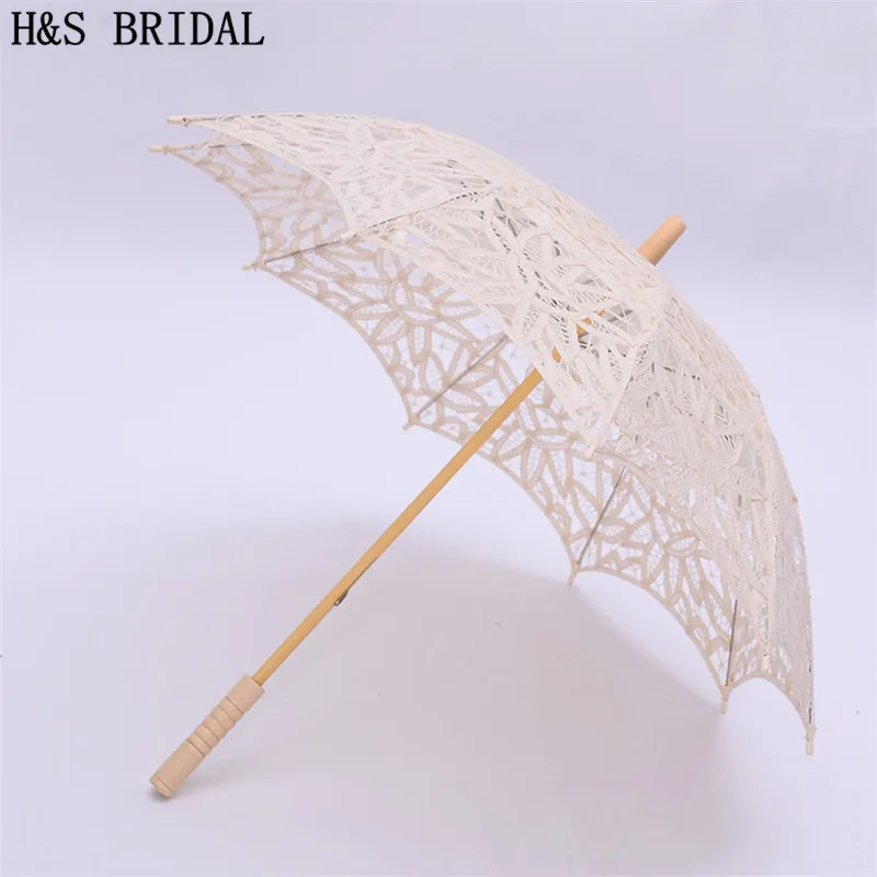 H&S BRIDAL Sun Lace Umbrella Parasol Embroidery Bride Umbrella White Wedding Ombrelle Dentelle Parapluie Mariage