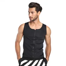 Мужской жилет для похудения на молнии, формирователь тела, сауна, тренажер для пота и талии, коррекция талии, Корректирующее белье черного цвета без рукавов