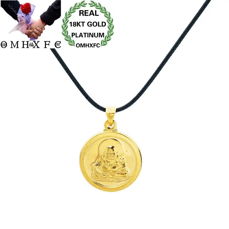 OMHXFC Wholesale European Fashion Woman Man Unisex Party Birthday Wedding Gift Round Buddha 18KT Real Gold Charm Pendant PN82 | Украшения и