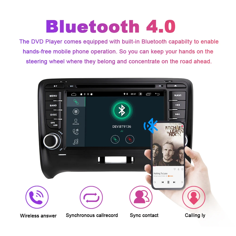 Discount 2 Din Android 9.0 Car DVD GPS Player For AUDI TT MK2 8J 2016 2007 2008 2009 2010 2011 2012014 Multimedia stereo Navigation Radio 5