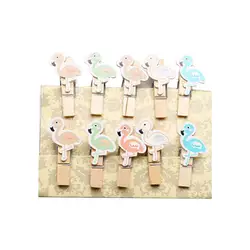 Симпатичные Мультяшные деревянные зажимы Фламинго ремесло прищепки Diy фото с 39In джутовый шпагат 10 шт
