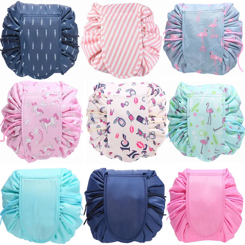 

Women Round Drawstring Cosmetic Bag Neceser Travel Makeup Bag Organizer Storage Pouch Toiletry Beauty Kit Box Wash Bag 30