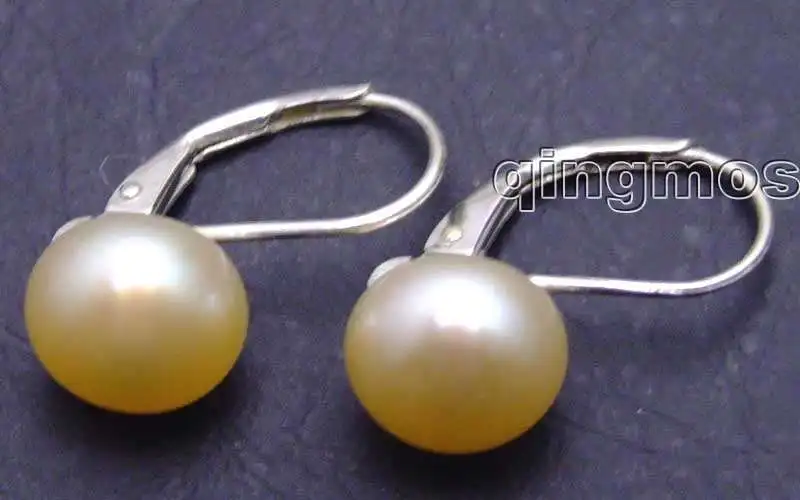 

SALE Big 9-10mm Pink natural flat round pearl with Stering Silver 925 leverback Earring-ear371 wholesale/retail Free shipping