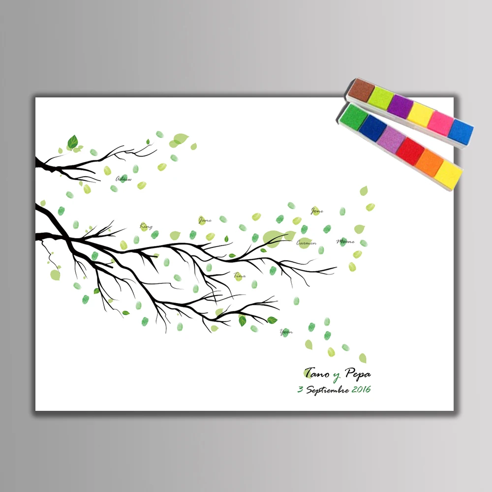 

1 set Personalized Customize Fingerprint DIY Wedding Tree Creative Fingerprint Signature Tree For Birthday Party Guestbook