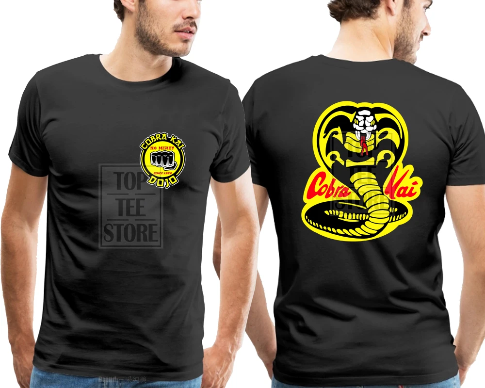 

2018 Summer New Cobra Kai Karate Kid Movie Logo In Men'S Short Sleeve T Shirt 100% Cotton Shirt