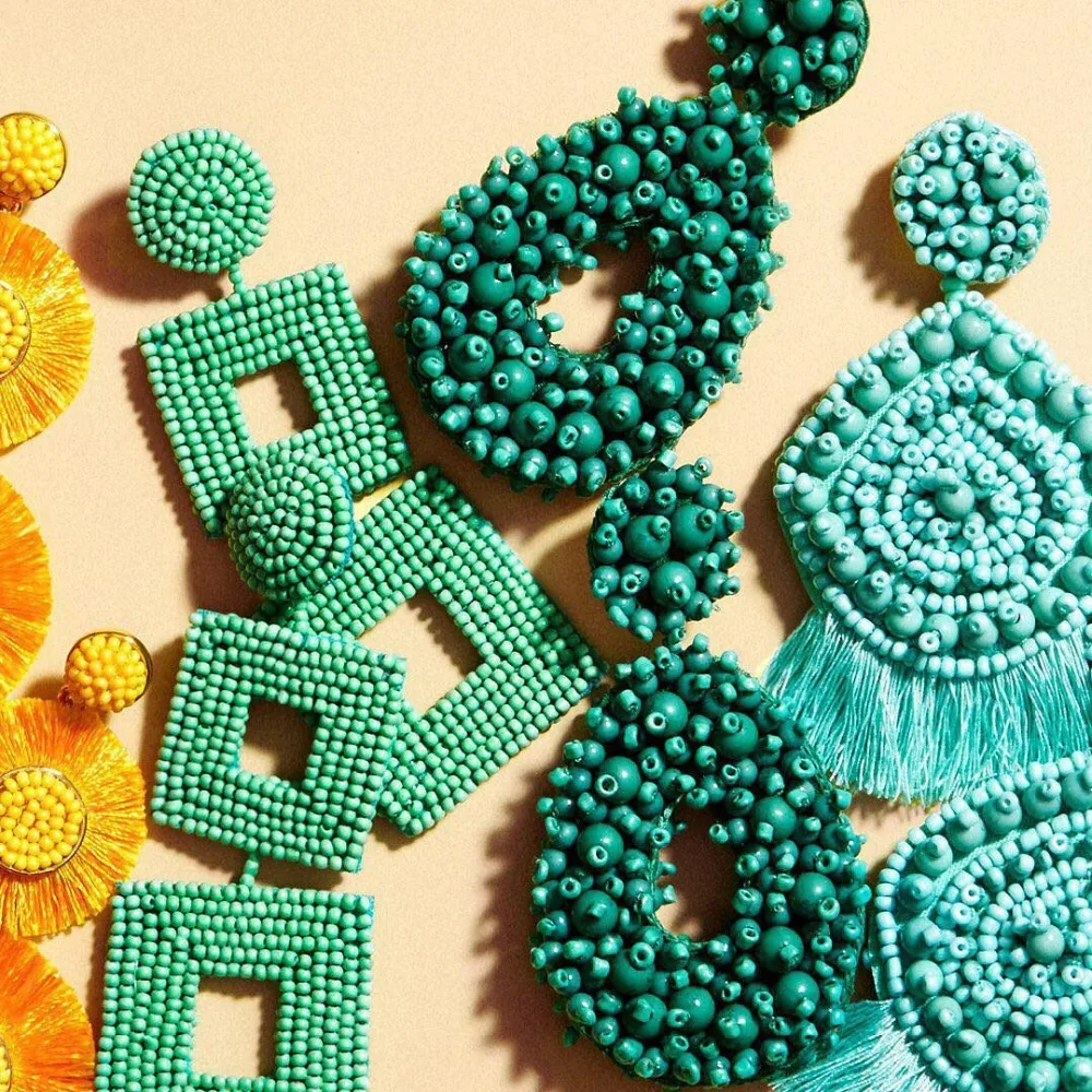 

Best lady Fashion BA Handmade Beaded Earrings for Women Mix Styles Blue Wedding Jewelry Fringed Drop Earrings Party Gift Bijoux