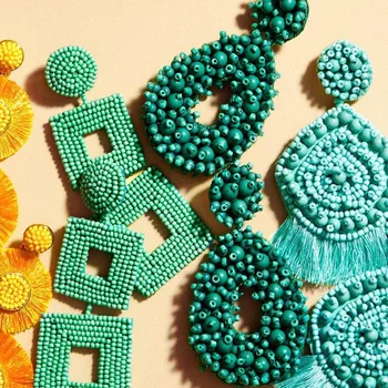 

Best lady Fashion BA Handmade Beaded Earrings for Women Mix Styles Blue Wedding Jewelry Fringed Drop Earrings Party Gift Bijoux