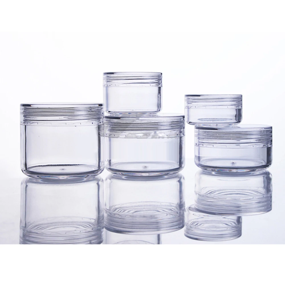 

100pcs Clear Cosmetic Jars Sample Containers Packaging Plastic Empty Cream Tin Pot for Shadow Glitter Powder Box Storage 20g