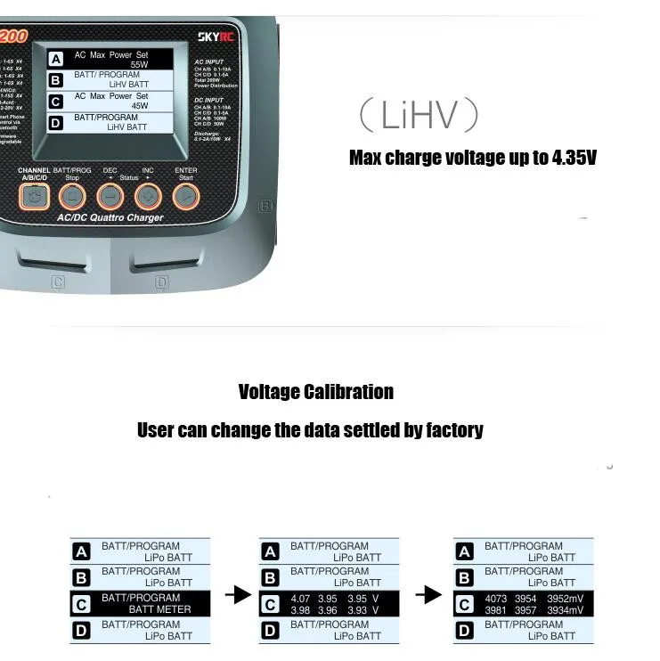 SKYRC Q200 Quattro зарядное устройство/разрядник AC/DC для Lipo/LiHV/литий-железо/литий-ионный/NiMH/NiCD/свинцово-кислотный аккумулятор
