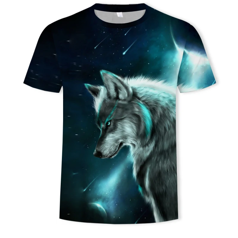 Футболка с принтом «волк Метеор и Луна», Мужская футболка с принтом «Гнев», 3d футболка, хип-хоп, футболка с животными, Мужская одежда, лето