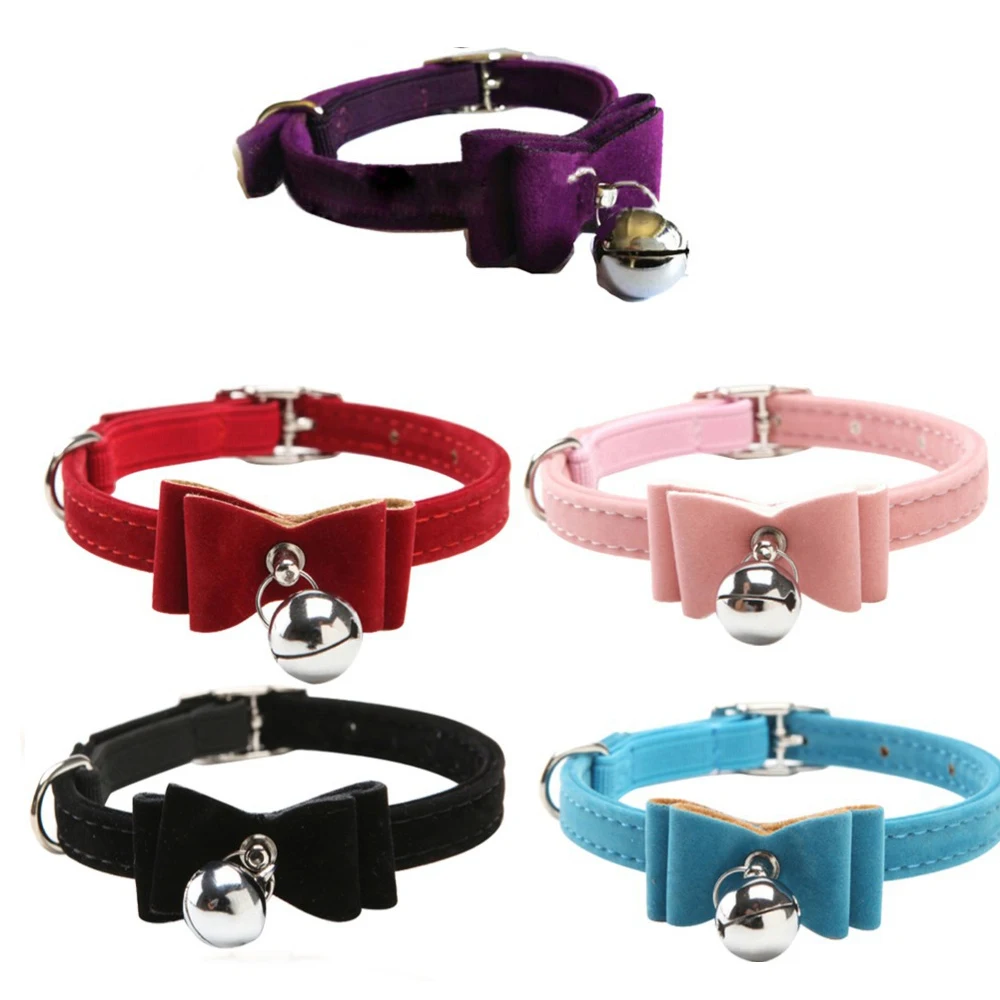 2016 New Cats Bell Leather Bowknot Adjustable Kitten Puppy Pet Collars