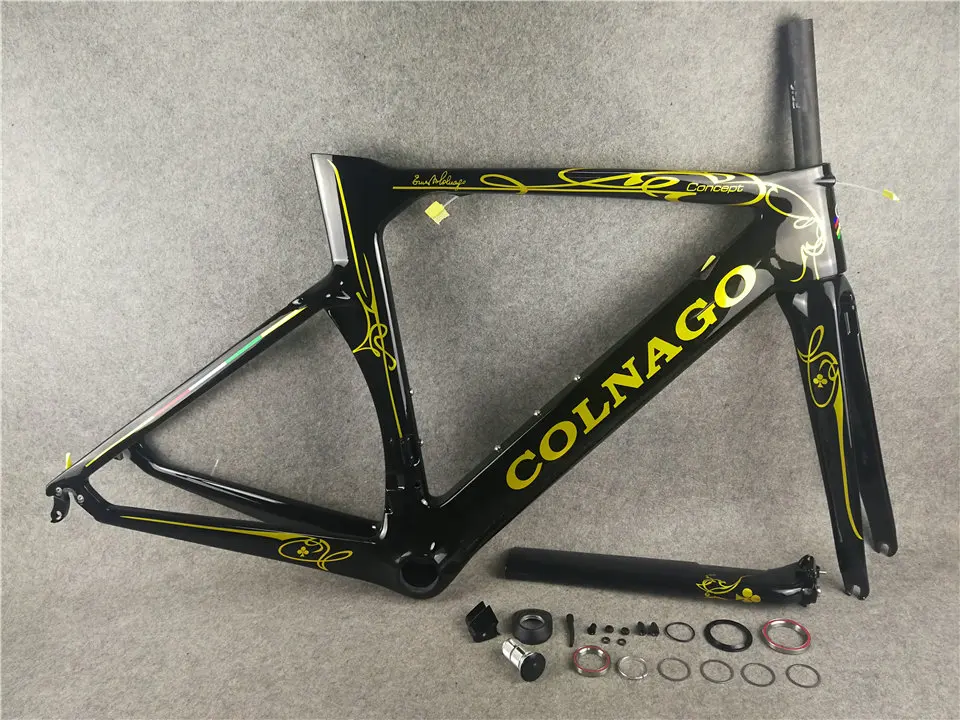 Золотая углеродная дорожная рама Colnago fit di2 механическая гоночного велосипеда