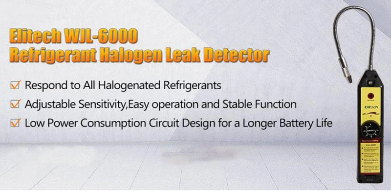 Галогенный детектор утечки газа WJL-6000 портативный детектор утечек хладагентов тестер ХФУ HCFCs HFC для автомобильного кондиционера высокая чувствительность