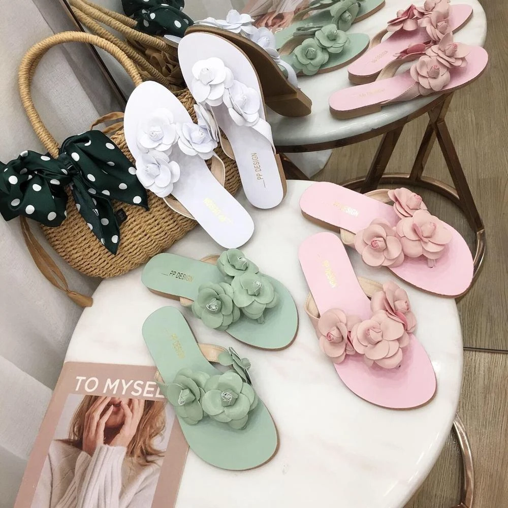 chanclas chica moda floral playa planos verano breve clip toe mujeres tong sandalias nuevo cómodo|Chancletas| - AliExpress